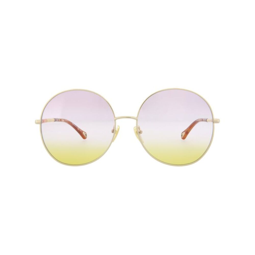 Chloé Round-Frame Metal Sunglasses Gold Womens